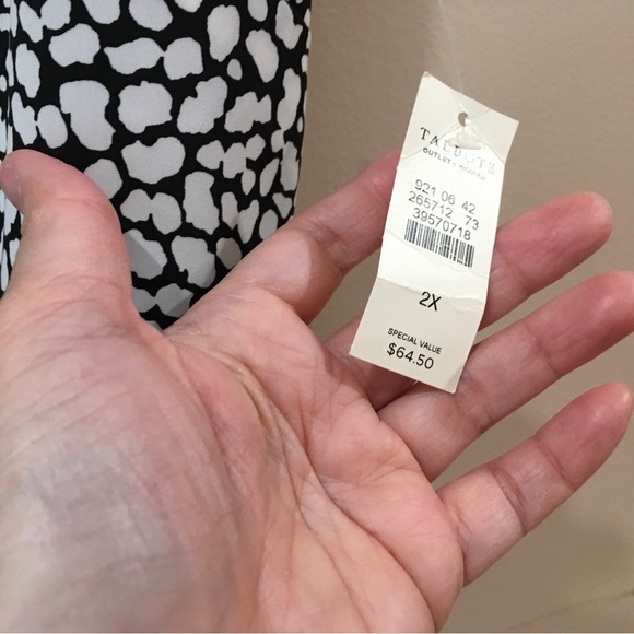 Talbots Tunic Tank Top Printed White Black Plus 2x New Womens - Picture 4 of 5